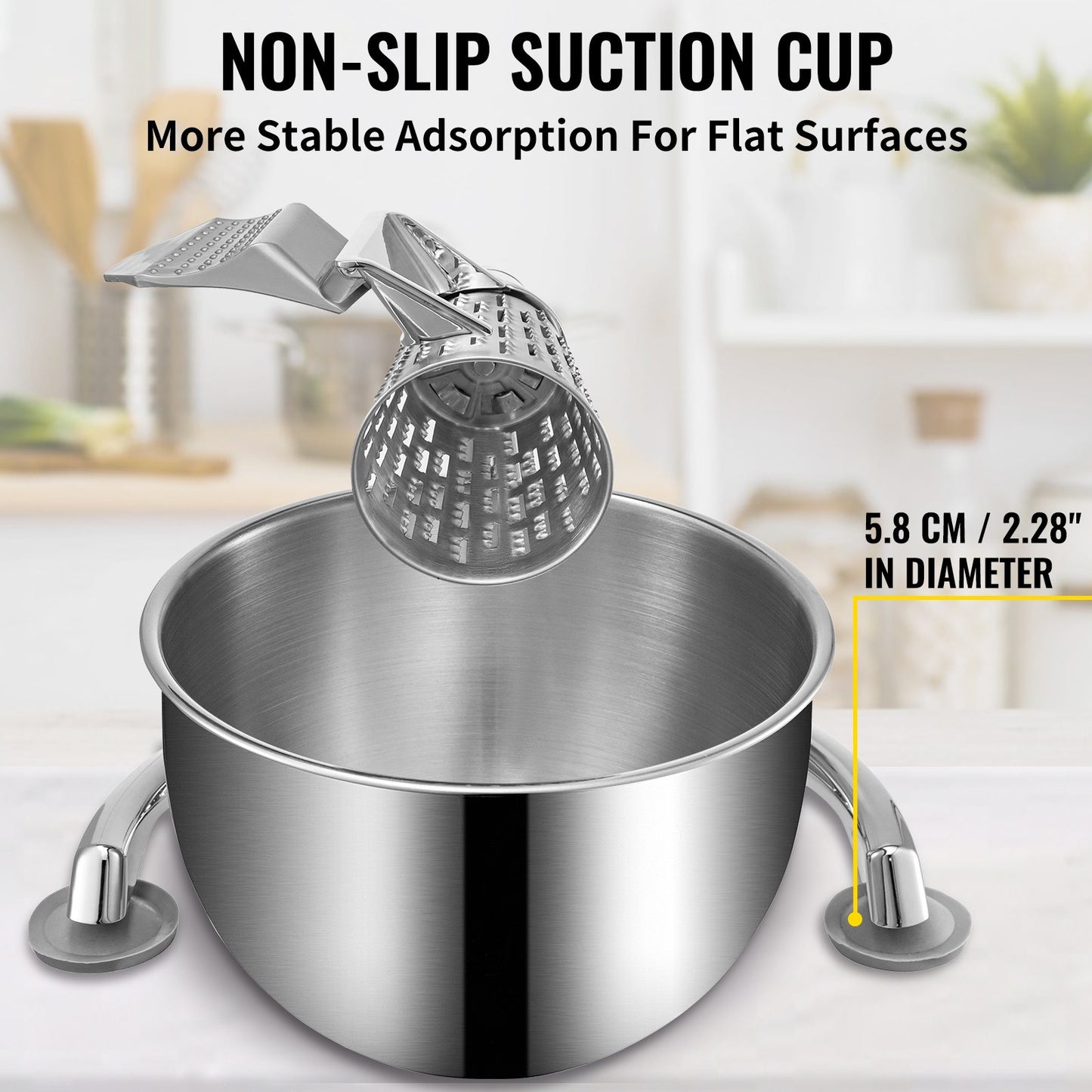 Manual Rotary Cheese & Vegetable Grater with 5 Stainless Steel Cones & Large Bowl