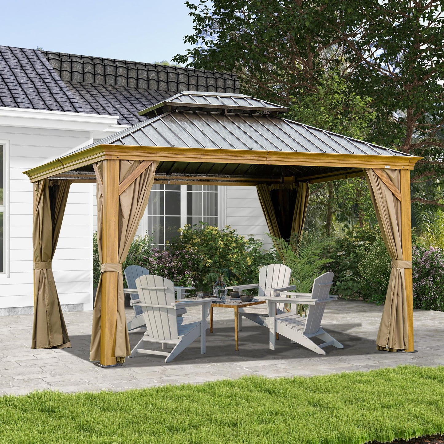 10 X 14 Hardtop Gazebo Outdoor Metal Canopy With Galvanized Steel