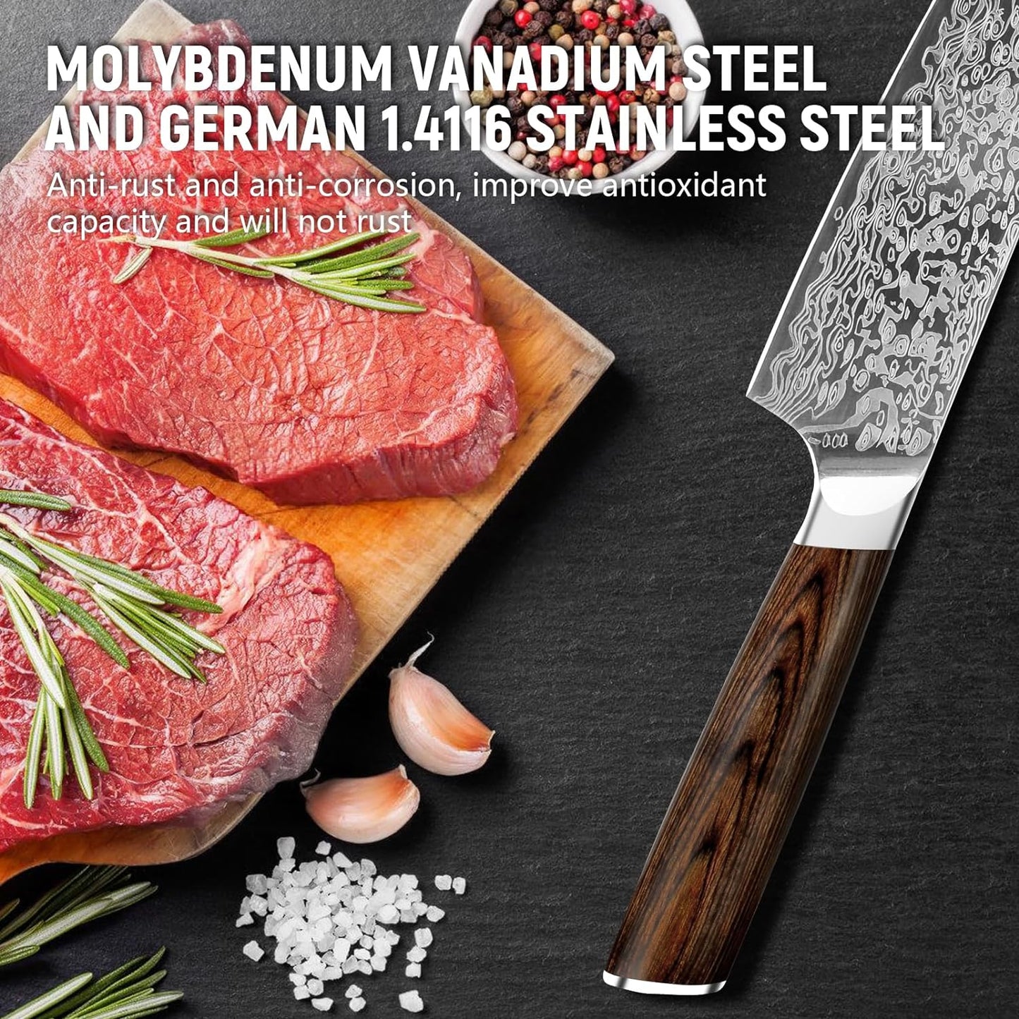 7.8 Inch Japanese Vanadium Steel Chef Knife with Rosewood Handle