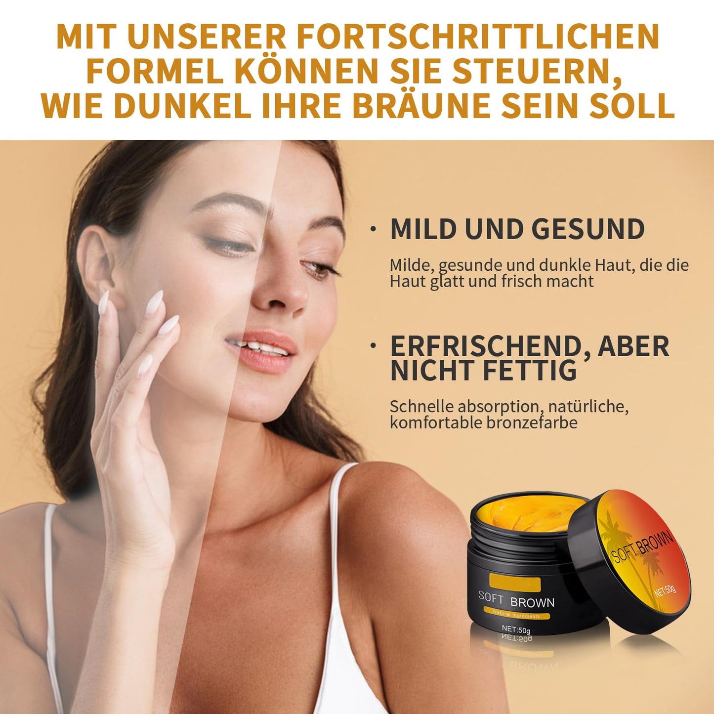 Suntanning Beauty Cream for Even Skin Tone and Aftersun Repair