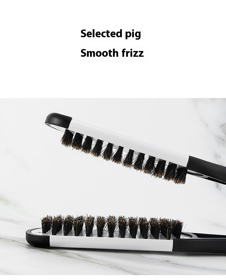 Hairdressing Clamp Comb for Hair Styling - V-Shaped Bristle Comb in Multiple Colors