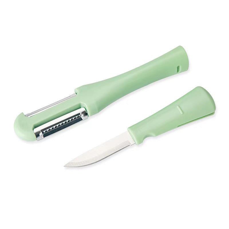 Multifunctional Kitchen Peeler Grater - Stainless Steel & Green