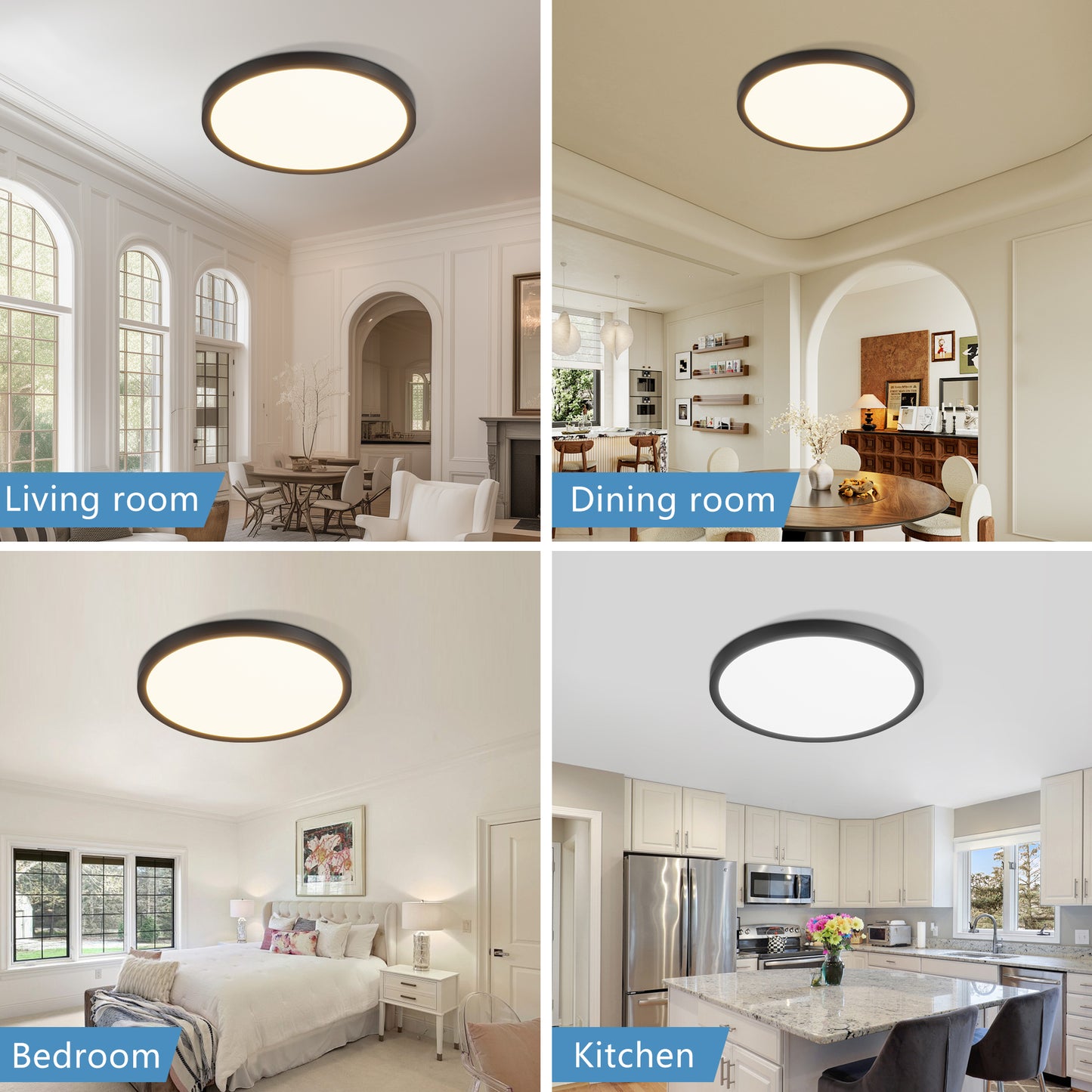 12-Inch Dimmable LED Flush Mount Ceiling Light - 6 Pack