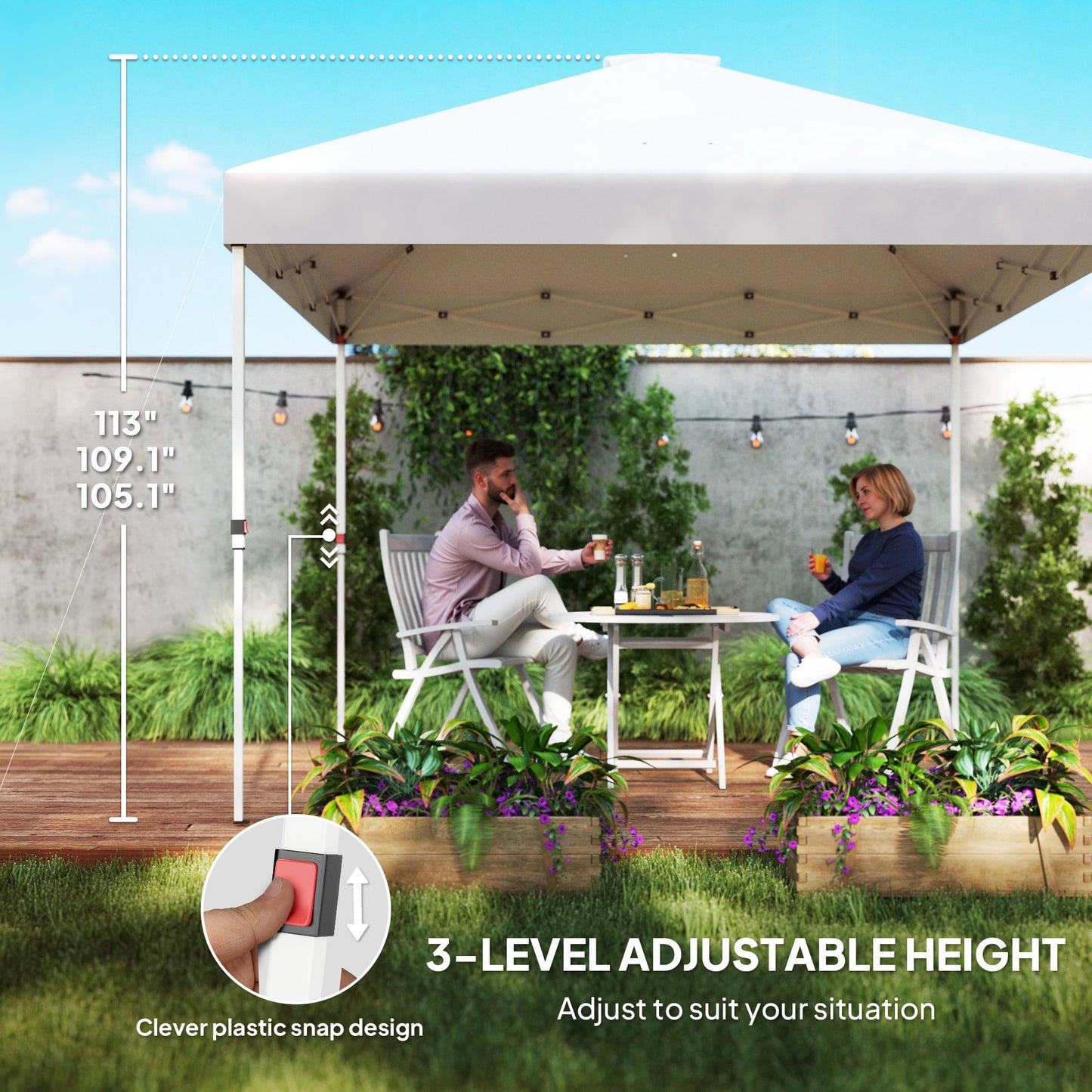 10x10 Pop Up Canopy Tent with Sidewalls - Adjustable Sun Shelter