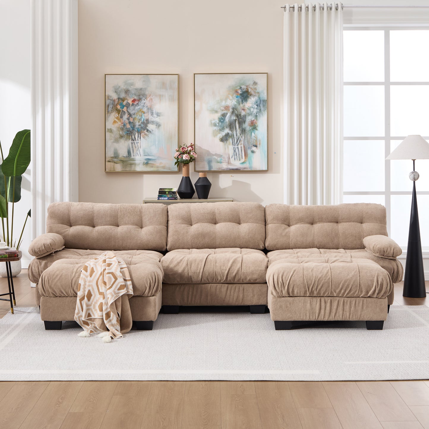 U Shaped Modular Sectional Sofa - Modern Deep Seat Cloud Couch