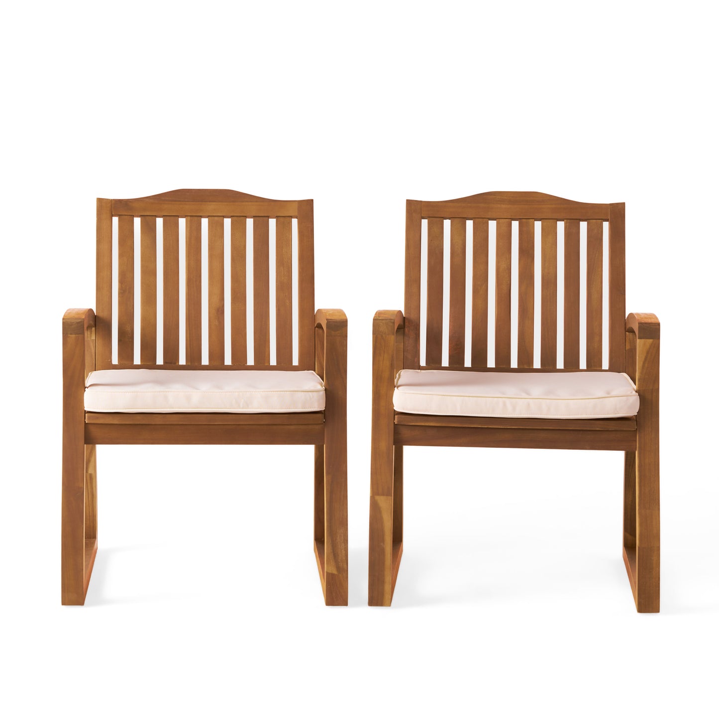 Cream Acacia Wood KD Armchair - Outdoor Dining Chair