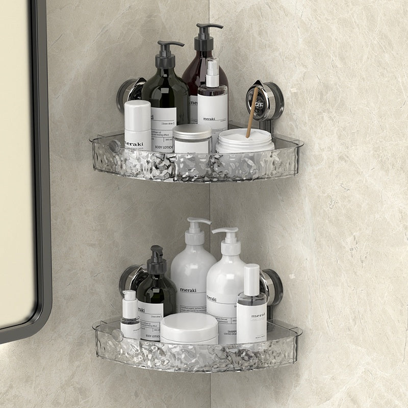 Bathroom Suction Cup Triangle Storage Rack Punch-Free Wall Organizer