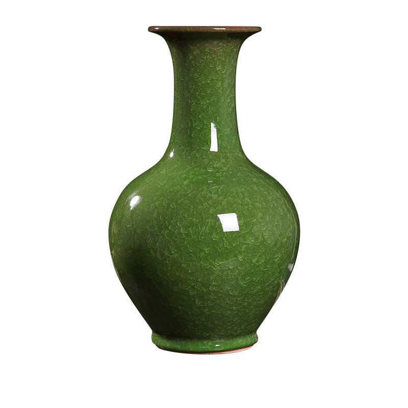 Flower Arrangement in Ceramic Vase – Handmade Green Porcelain Home Decor