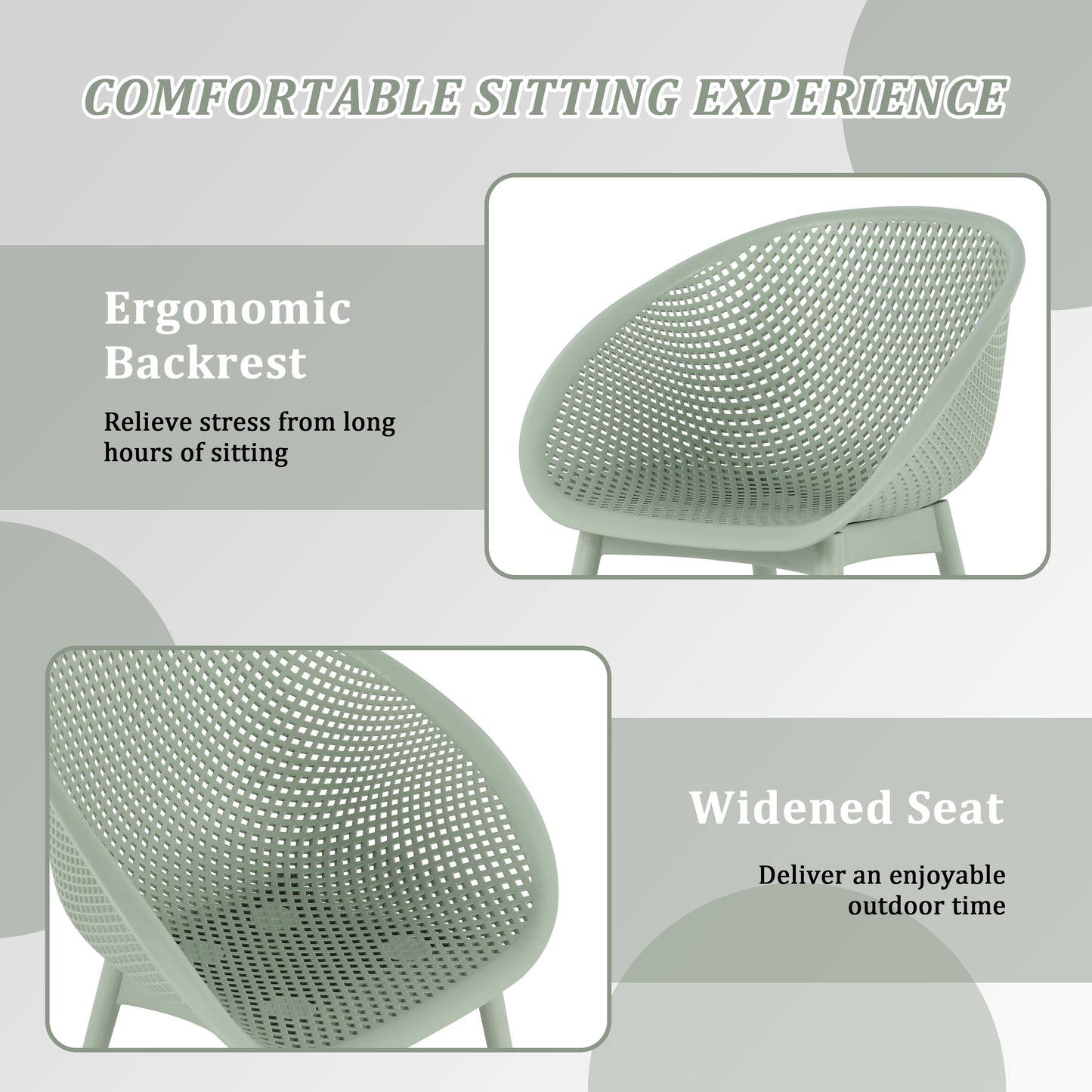 Modern Pale Green Lounge Chairs & Round Table Set - 2-Pack