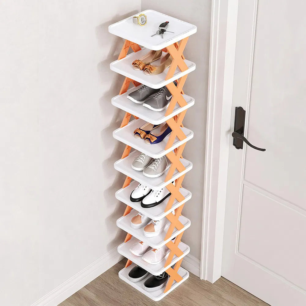 9Tier Narrow Entryway Shoe Rack Plastic Vertical Organizer Space