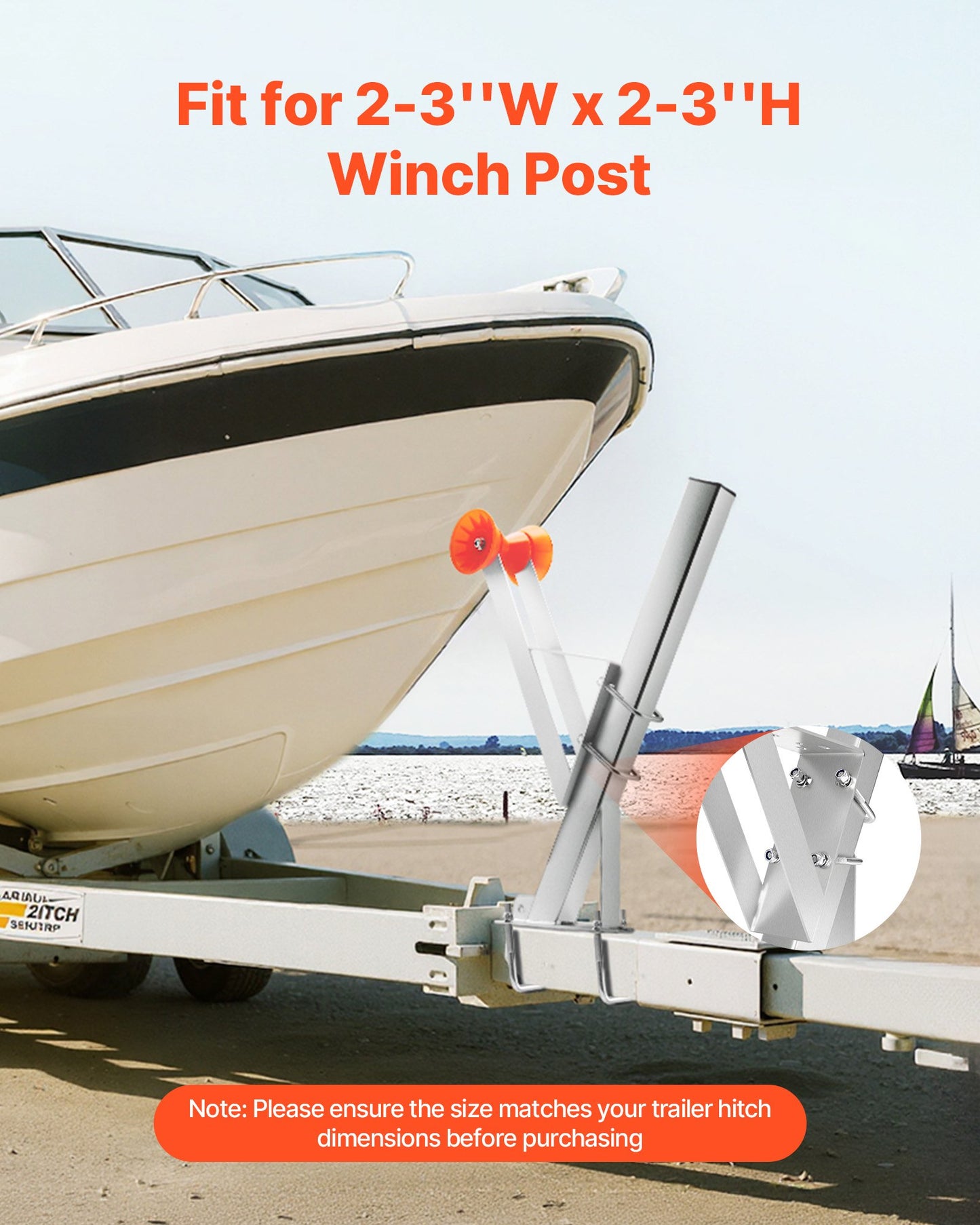 Boat Winch Stand with Roller for 2-3 Inch Posts - Marine Trailer Accessory