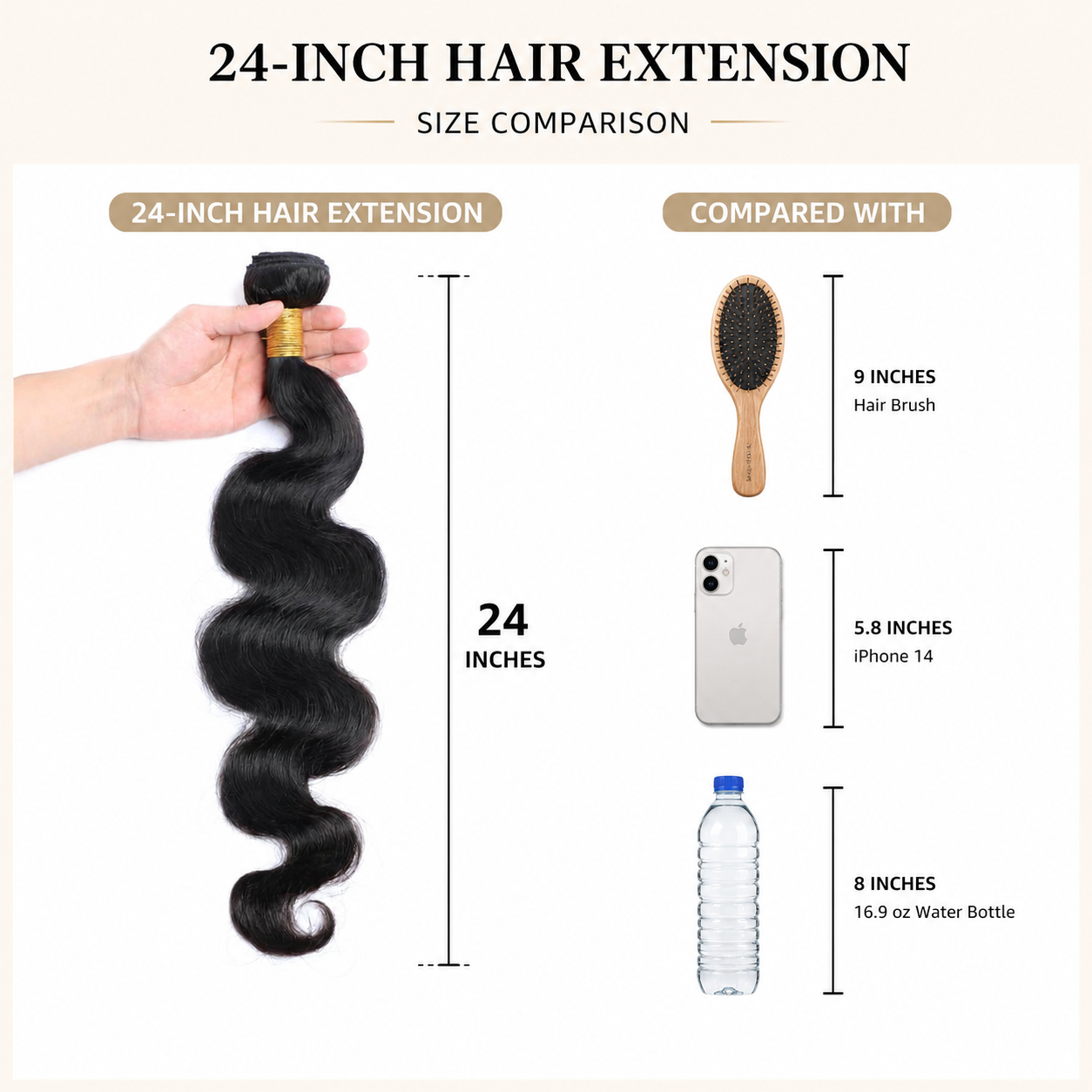 24-Inch Body Wave Human Hair Bundles - Virgin Remy Hair Weave