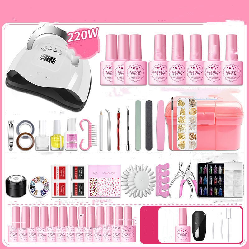 Nail Polish & Manicure Set with UV Light & Tools for Beginners, Home Use