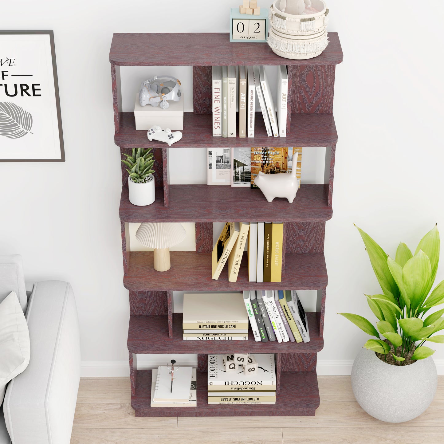 31.5L X 64.56 H Free Combination Bookshelf Modern 5-Tier Open Storage