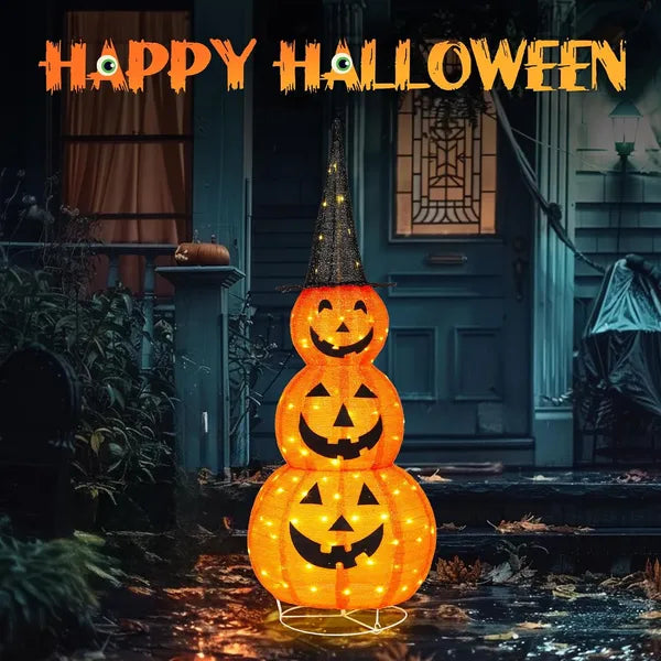 Lighted Halloween Pumpkin Decorations - 5FT Collapsible with 100 LEDs