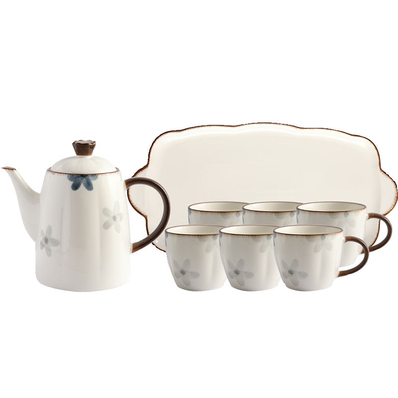 Ceramic Water Cup and Kettle Set - Hand-Painted Drinkware for Home & Kitchen