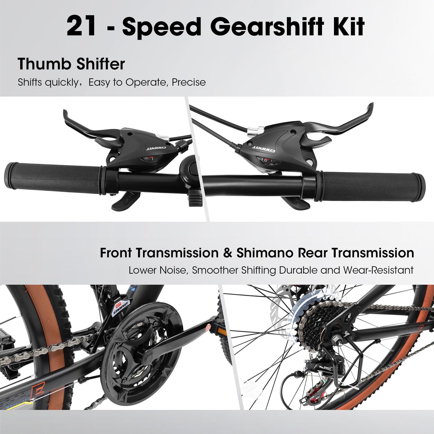 24 Inch Mountain Bike for Teenagers - High Carbon Steel Frame, Disc Brakes, Red & Black