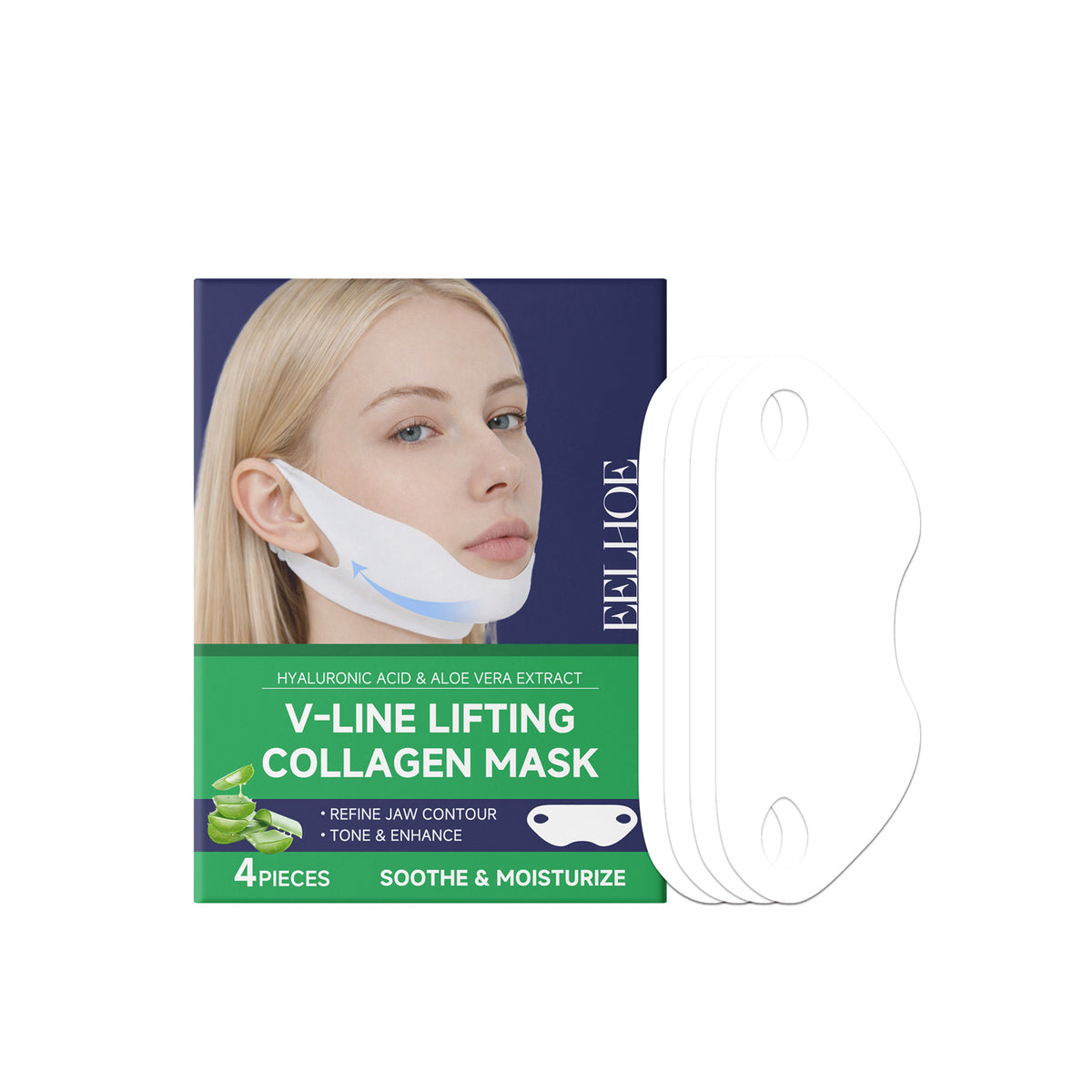 Collagen Face Mask Set - Hydrating Skin Care with Hyaluronic Acid & Aloe Vera - 4 Pieces