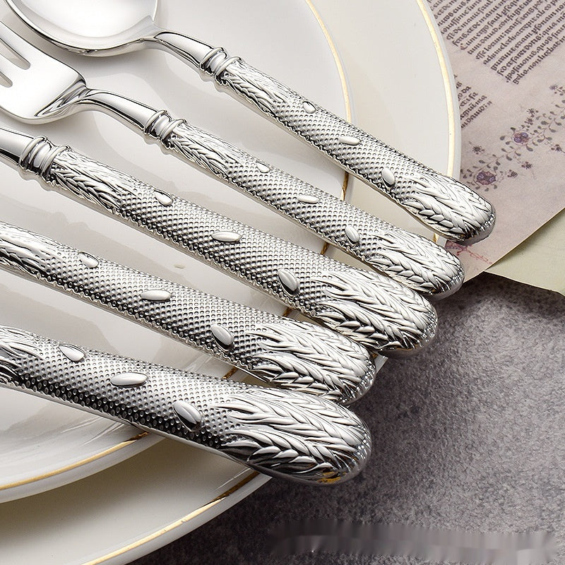 Stainless Steel Cutlery Set - Knife Fork Spoon Dinnerware with Handle USPs