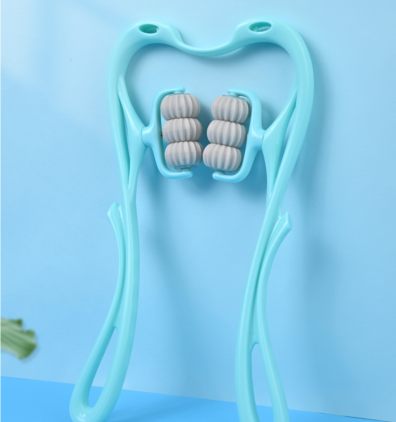 Manual 6-Roller Cervical Neck Massager - Deep Tissue Trigger Point Relief