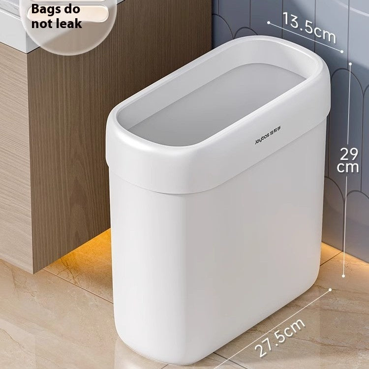 Large Capacity Bathroom Trash Can with Lid - Durable Plastic Waste Bin
