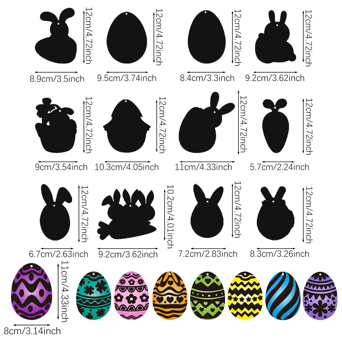 80 Pcs Easter Scratch Art Set - Paper Ornaments with Ropes & Sticks