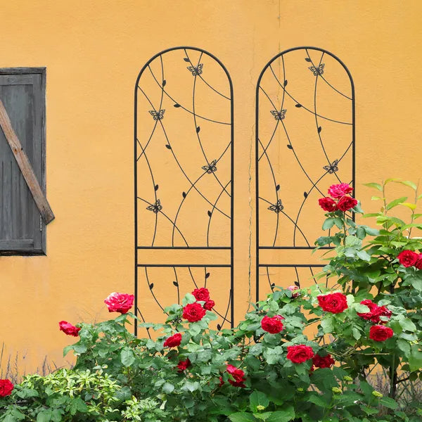 Metal Garden Trellis 86.7" x 19.7" - Black Climbing Support