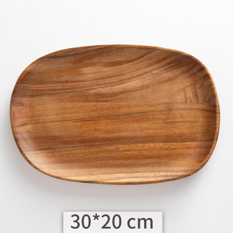 Wooden Irregular Serving Tray Set - Acacia Kitchen Dinner Plates for Home & Hotel