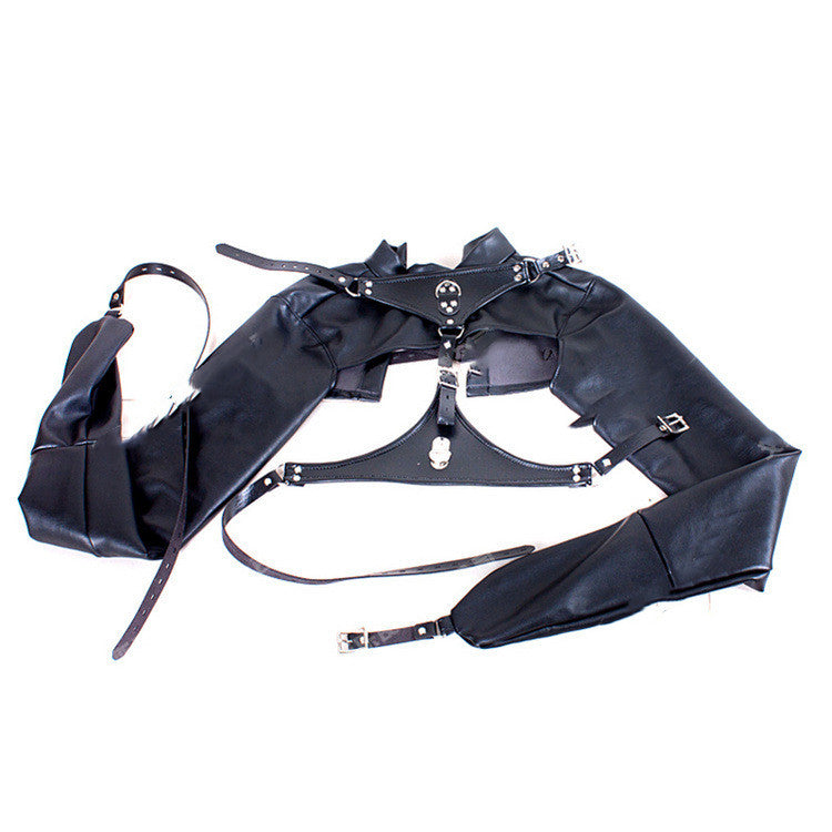 Black Leather Restraint Top for BDSM Bondage - One Size