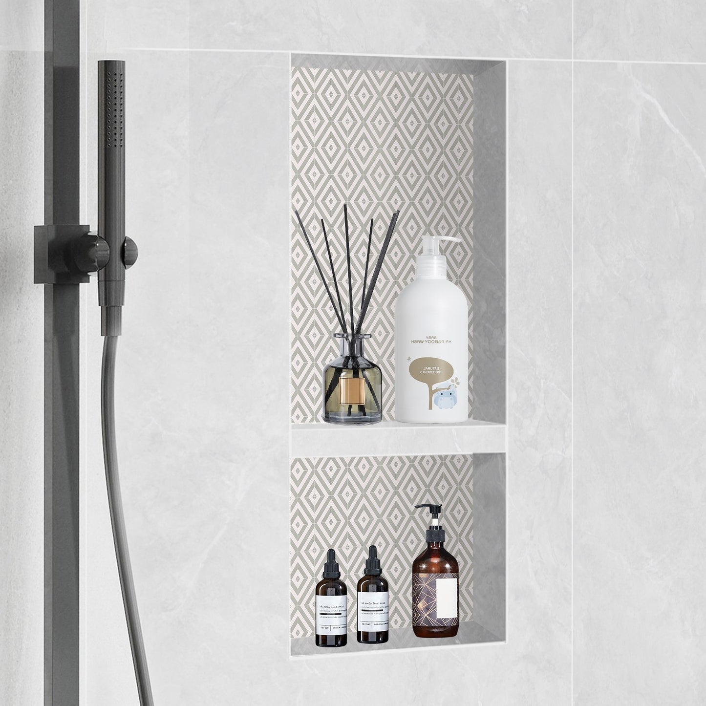 Recessed Shower Niche with Double Shelf Organizer - Black