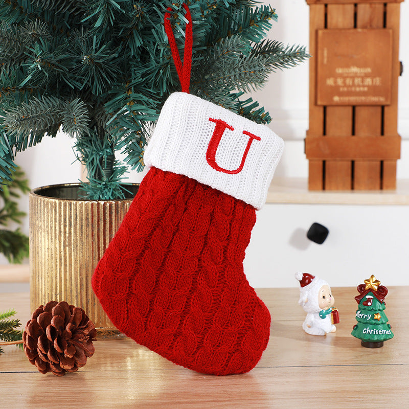 Christmas Stockings Decorative Wool Knitted Socks - Creative Tree Pendant