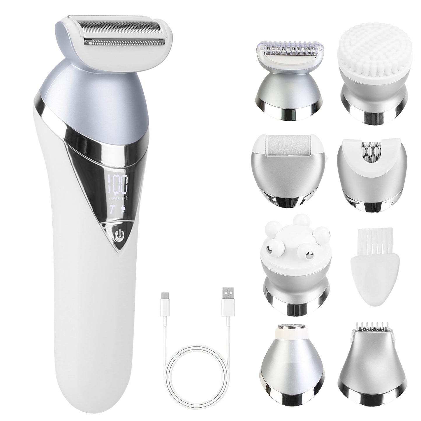 7-in-1 Electric Razor for Women - Cordless Wet & Dry Hair Removal Kit