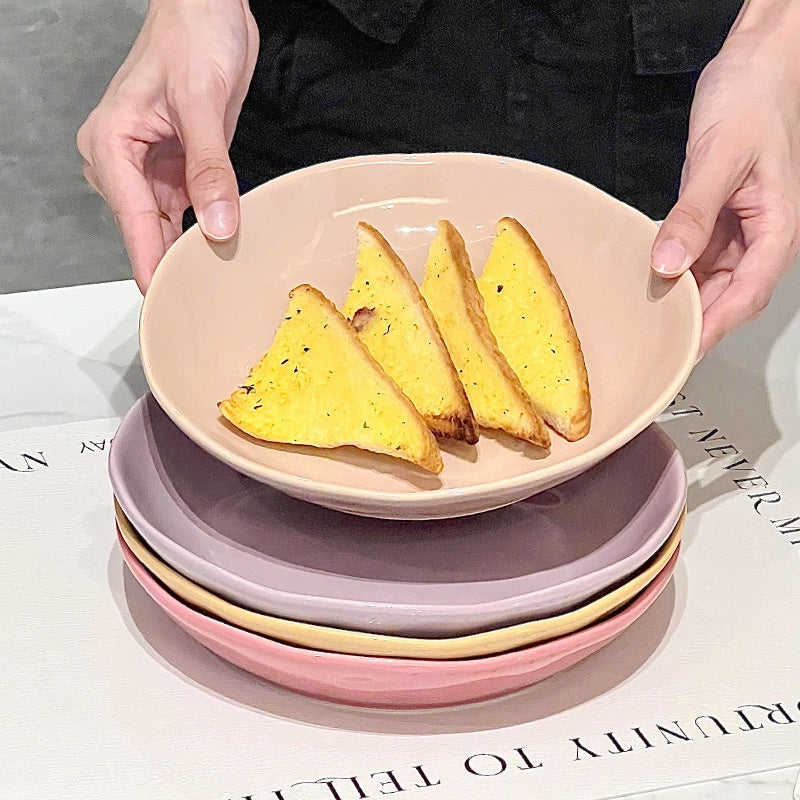 8-Inch Ceramic Dinner Plate - Deep Round Food Plate for Kitchen & Dining