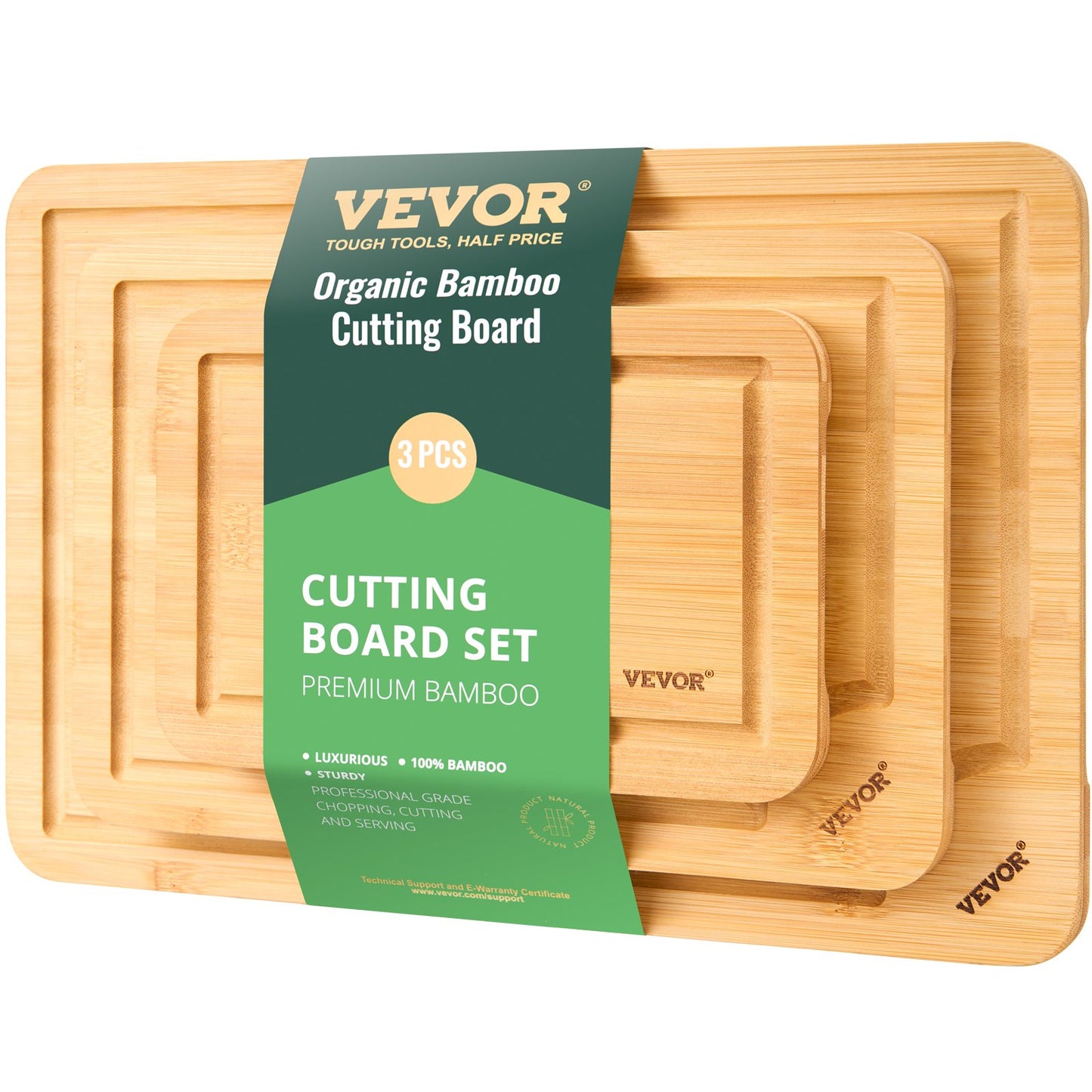 Bamboo Cutting Board Set - 3 Sizes for Versatile Food Prep