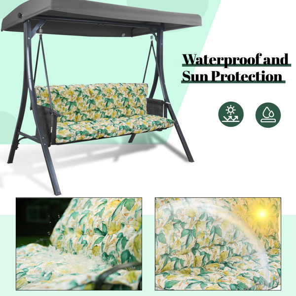 Waterproof 63 Inch Outdoor Swing Cushion with Backrest Ties - 4 Inch Thick Porch Seat Pad for Garden & Patio