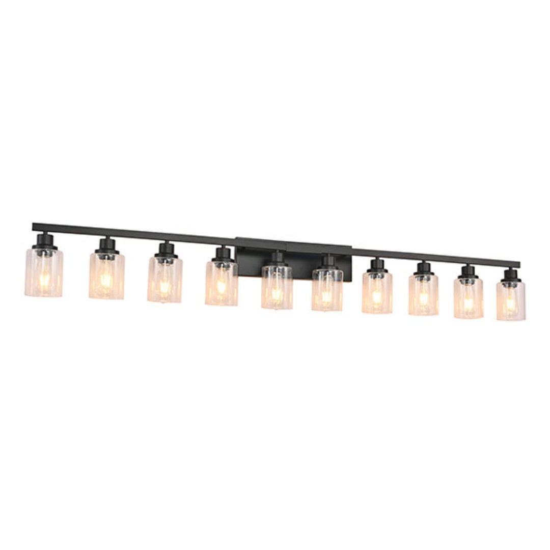 10-Light Matte Black Bathroom Vanity Light Fixture - Modern Wall Mount