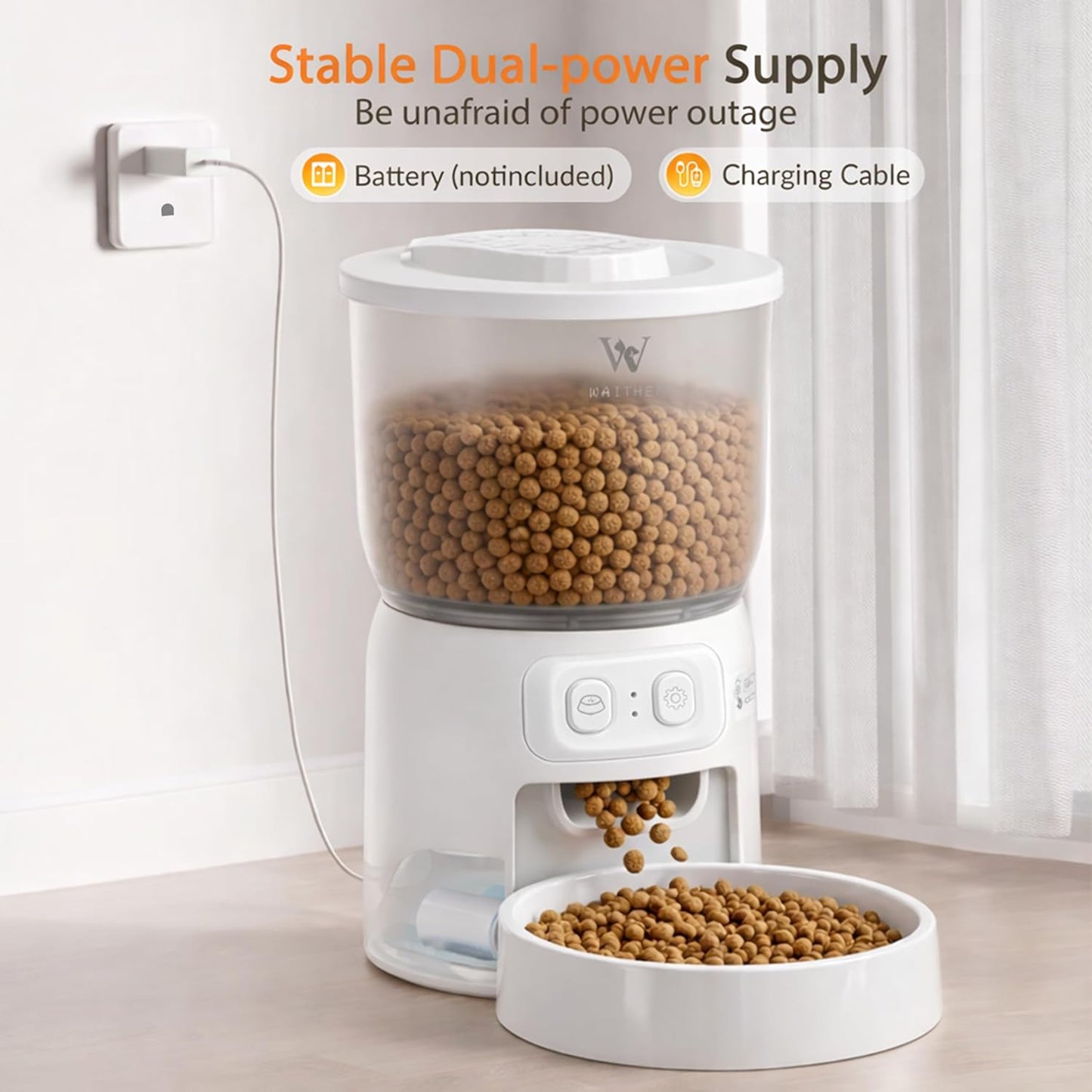 Wi-Fi Automatic Cat & Small Dog Food Dispenser - Programmable Portion Control