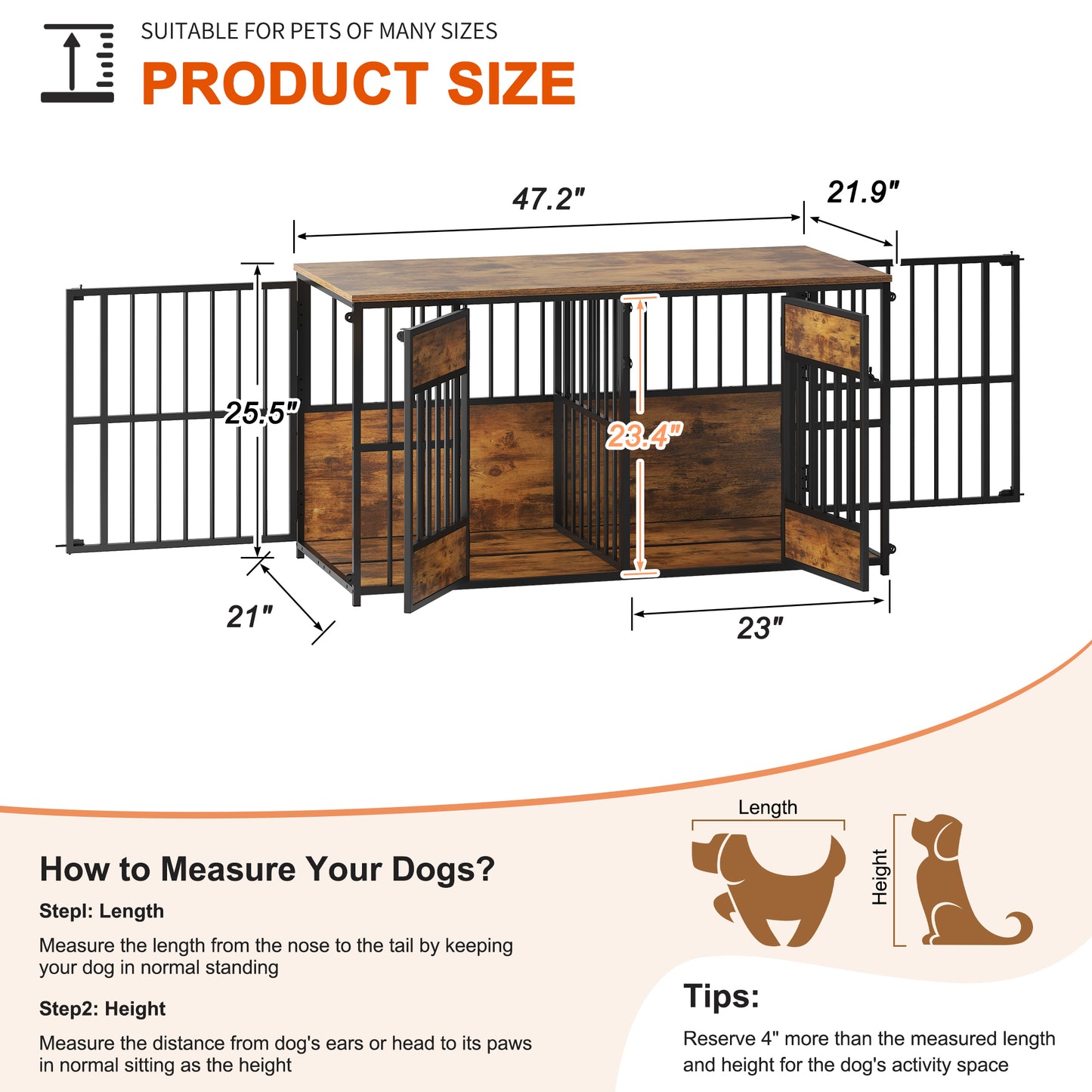 Large Wooden Dog Crate with Storage Top - Indoor Pet Kennel & Furniture