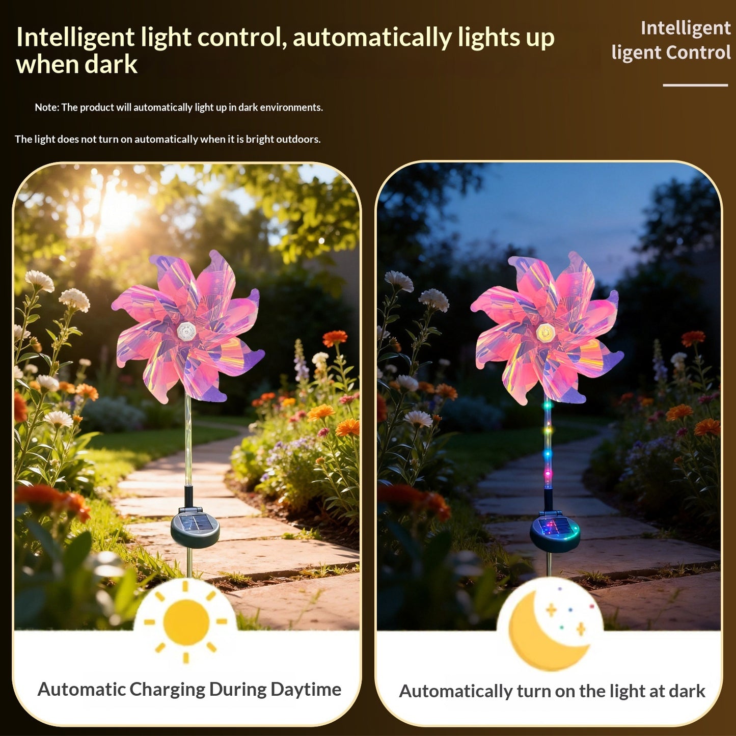 LED Solar Windmill Light for Garden & Home Decor, IP44 Waterproof