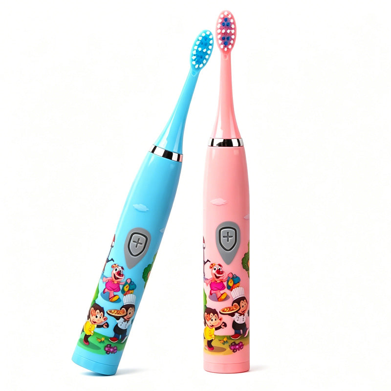 Kids Sonic Electric Toothbrush - Waterproof with 6 Replaceable Brush Heads