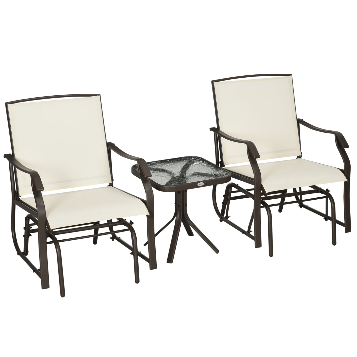 3-Piece Outdoor Glider Chair Set with Coffee Table - Cream White