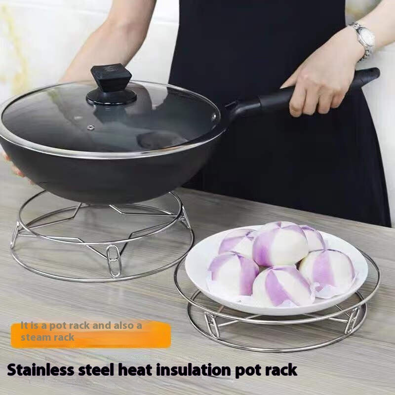 Stainless Steel Multi-Functional Pot Rack with Heat Insulation & Drainage - Modern Kitchen Organizer