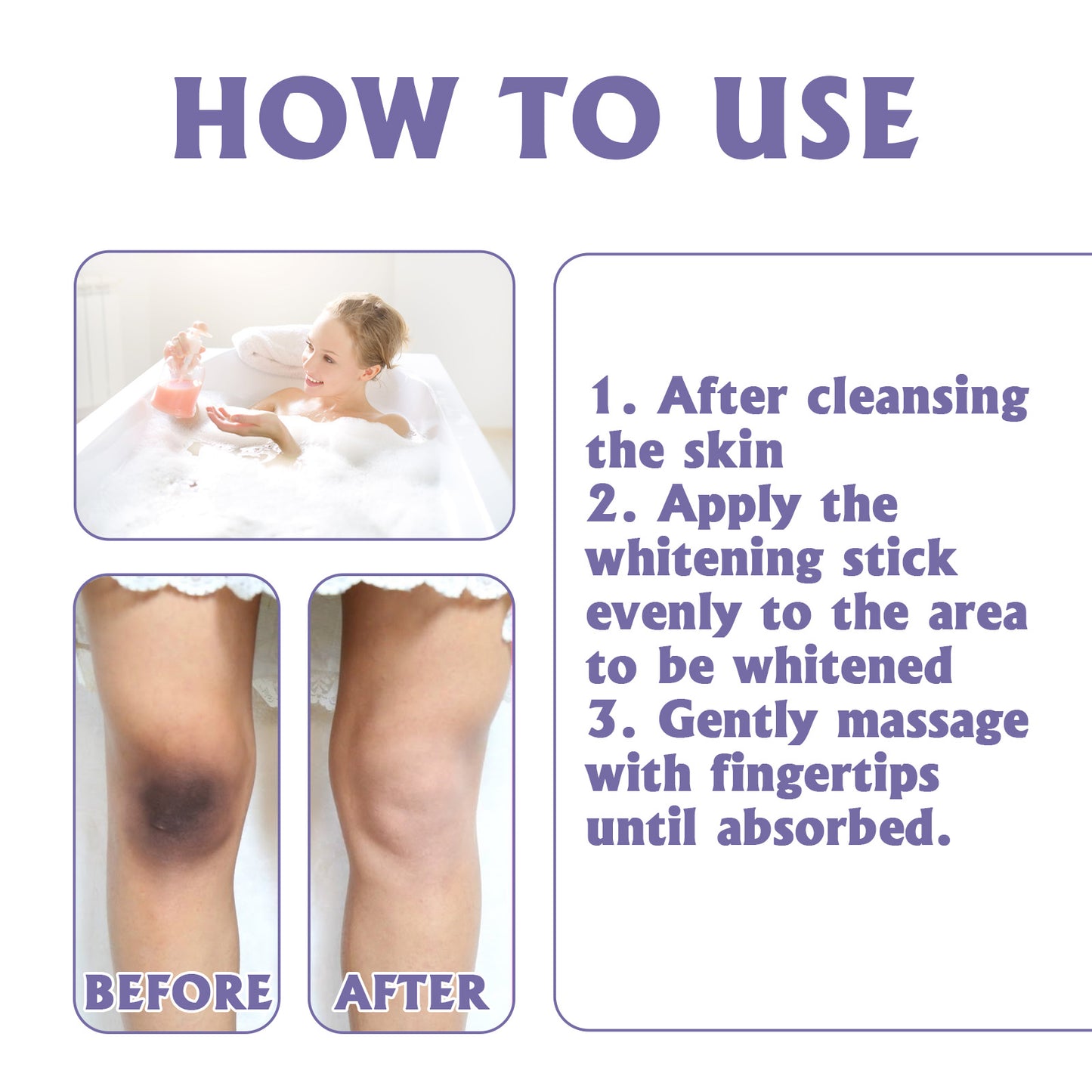 Skin Brightening Moisturizing Stick for Knees, Elbows, and Underarms