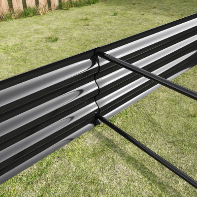 Metal Raised Garden Bed Kit 7.6x3.7ft for Vegetables, Flowers, Herbs - Black