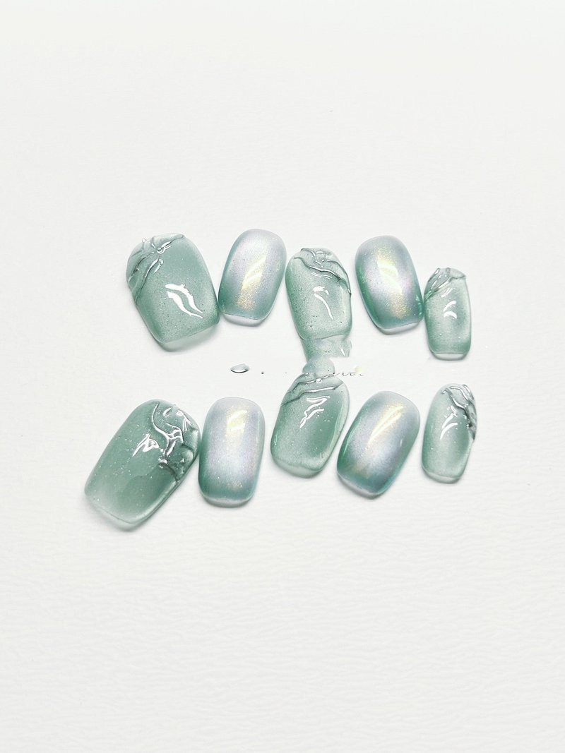 Summer Fake Nail Set - High-End Short Square False Nails for Nail Art