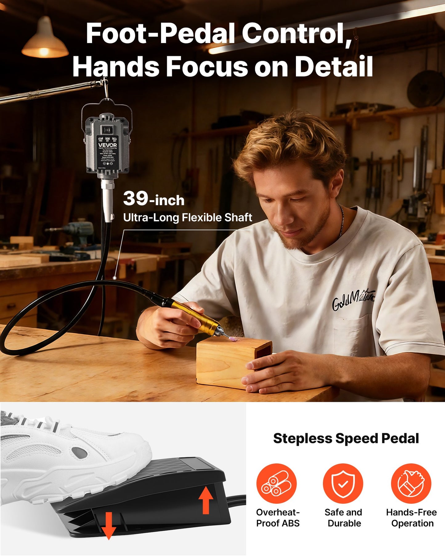 1200W Flex Shaft Grinder Rotary Tool with 112 Accessories for Sanding Polishing Cutting