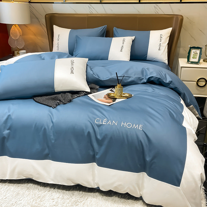 European & American Style Embroidered Cotton Satin Bedding Set - Multiple Sizes & Patterns