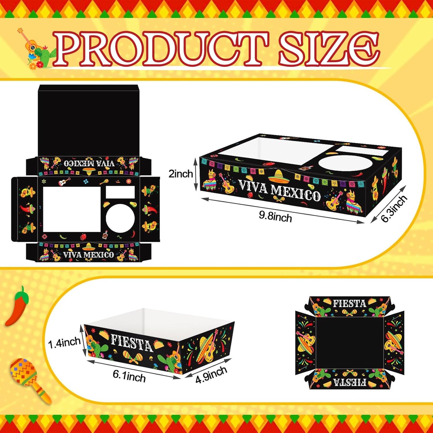 36-Piece Fiesta Snack Trays Set for Movie Night & Parties