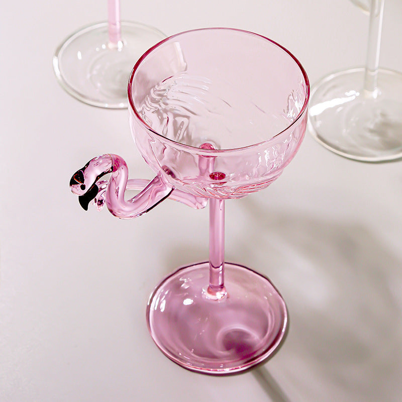 Creative Flamingo Cocktail Glass Set - Pink & Transparent Martini Stemware