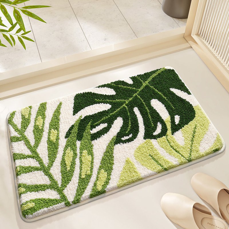 Non-Slip Bathroom Floor Mat with High-Low Velvet Pattern - Multiple Sizes & Styles